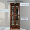 thumbnail image 4 of BELLEZE Woody Lighted Corner Curio Cabinet Tempered Glass Door 6 Shelves, Walnut, 4 of 6