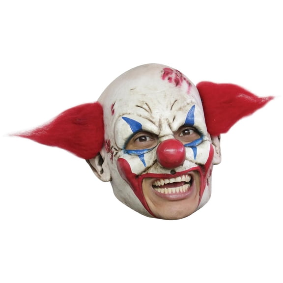 Clown Deluxe Chinless Mask with Red Hair Adult Halloween Accessory