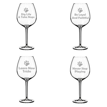 

Set of 4 Wine Glass Goblet Dog Wisdom Collection (20 oz Jumbo)