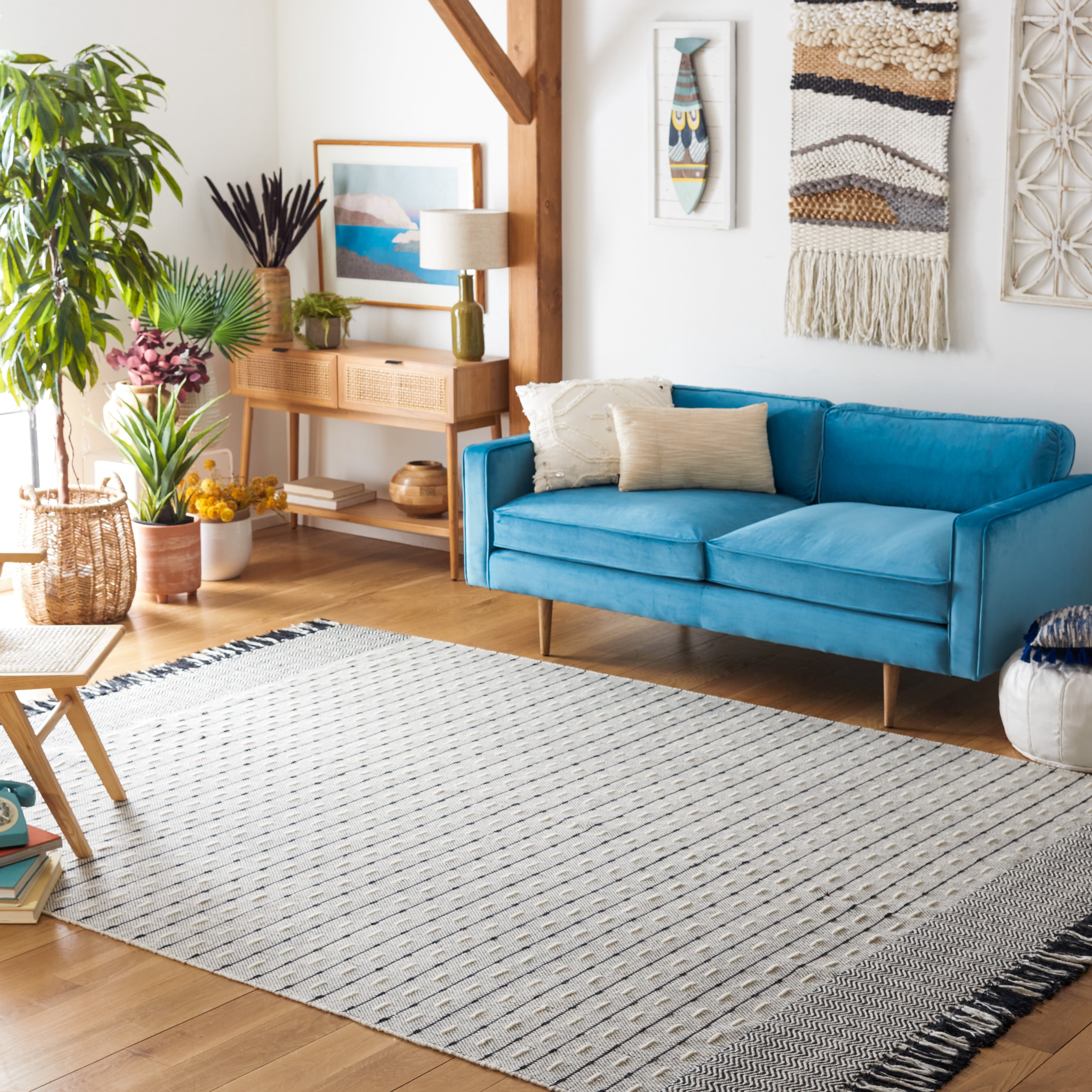 SAFAVIEH Vermont Wynonna Stripe Area Rug, Ivory/Black, 8' x 10'