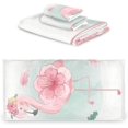 thumbnail image 2 of Dreamtimes Towels Pink Flamingo Flower Bathroom Three-Piece Set（1 Bath Towel, 1 Washcloth &1 Hand Towel ） Towel Soft Multipurpose for Bathroom Home Kitchen Hotel Swim Gym, 2 of 7