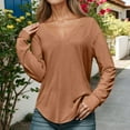 thumbnail image 5 of MHFRRA Camiseta de Manga Larga con Cuello En V para Mujer, Corte Holgado, Informal, con Hombros descubiertos y Dobladillo Anudado a La Cintura para Uso Diario Caqui, 5 of 5