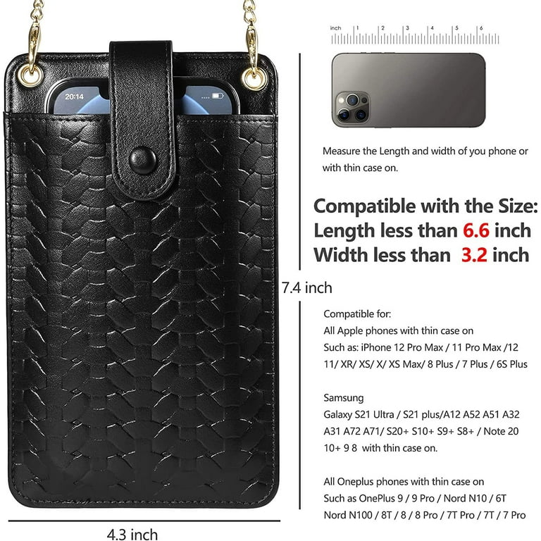 QingY-Crossbody bag Purse Wallet Korean version vertical small fragrance  chain bag Thin woven pattern mobile phone bag for iPhone 13