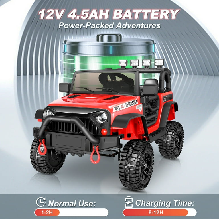 Funcid 12V Ride on Toy Car for Toddlers, Battery Powered Truck w