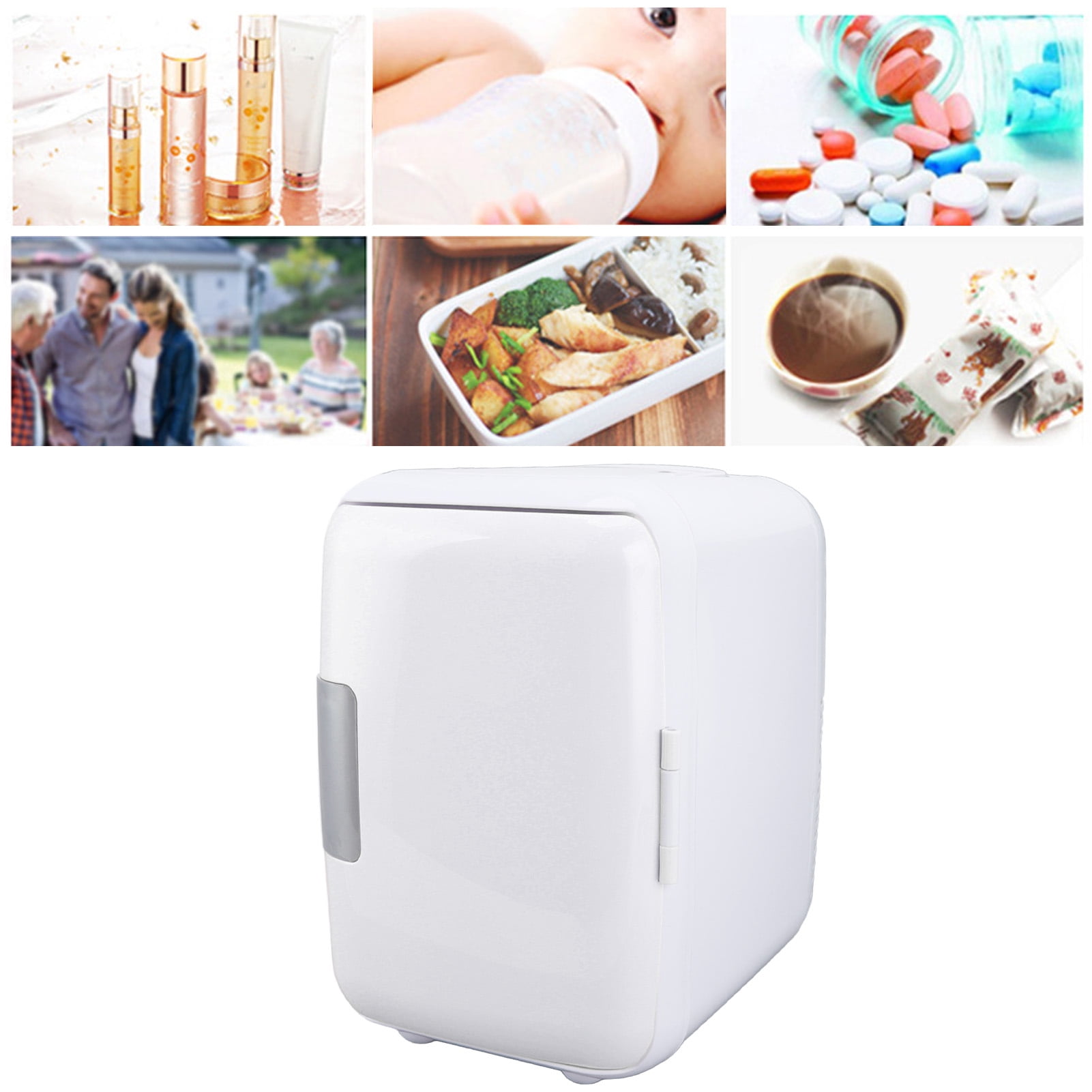 Car Mini Fridge 4 Litre, Compact Mini Fridge with a Separator, Super Quiet And Portable Mini Fridge Great for Bedroom, Office, Car, Dorm (White)