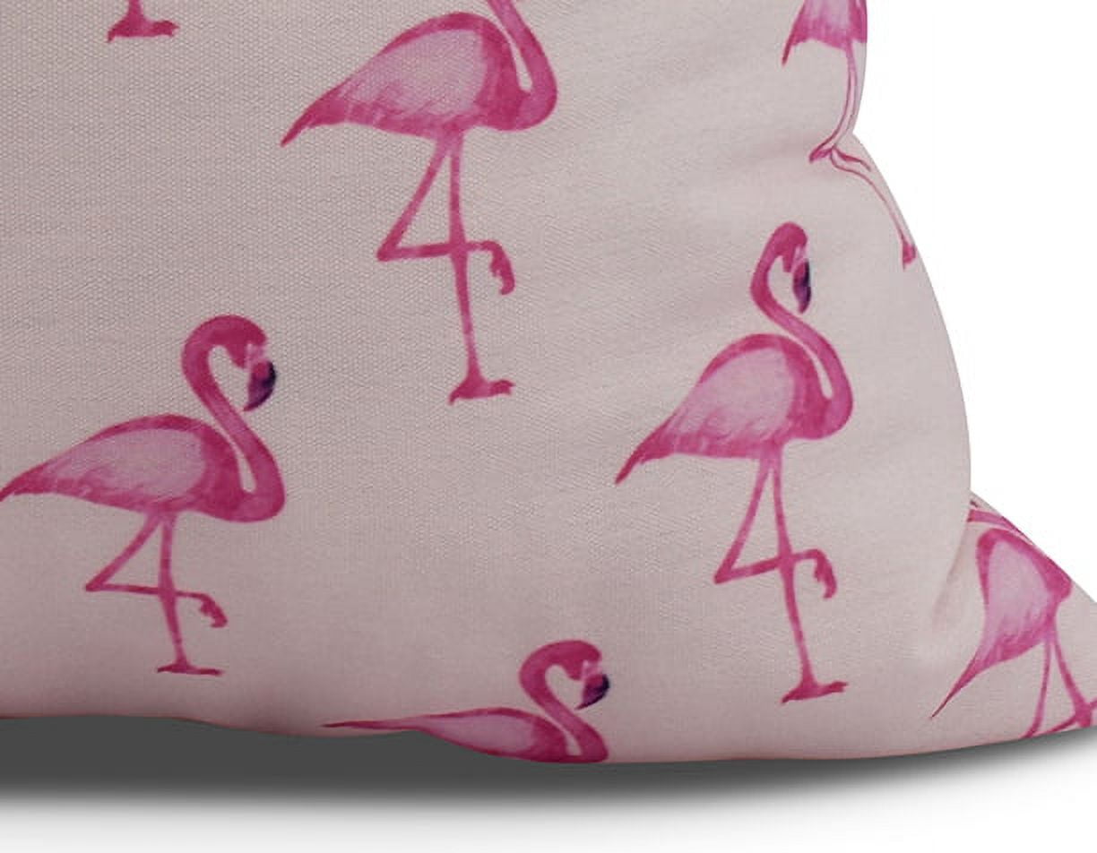 Simply Daisy, 18 x 18 inch, Flamingo Fanfare Multi Animal Print Pillow, Pink