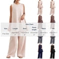 thumbnail image 3 of Costeam Womens Solid Two Piece Co Ord Set Flutter Short Sleeve Tunic Top Wide Leg Long Pants Dual Side Pockets Soft Knit Loose Fit Casual Loungewear Outfit, 3 of 5