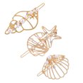thumbnail image 4 of MasteelfCA 3pcs Alloy Hollow Hairpins Sea Star Conch Shell Rhinestone Pearl Inlay Barrettes for Women Lady, 4 of 7