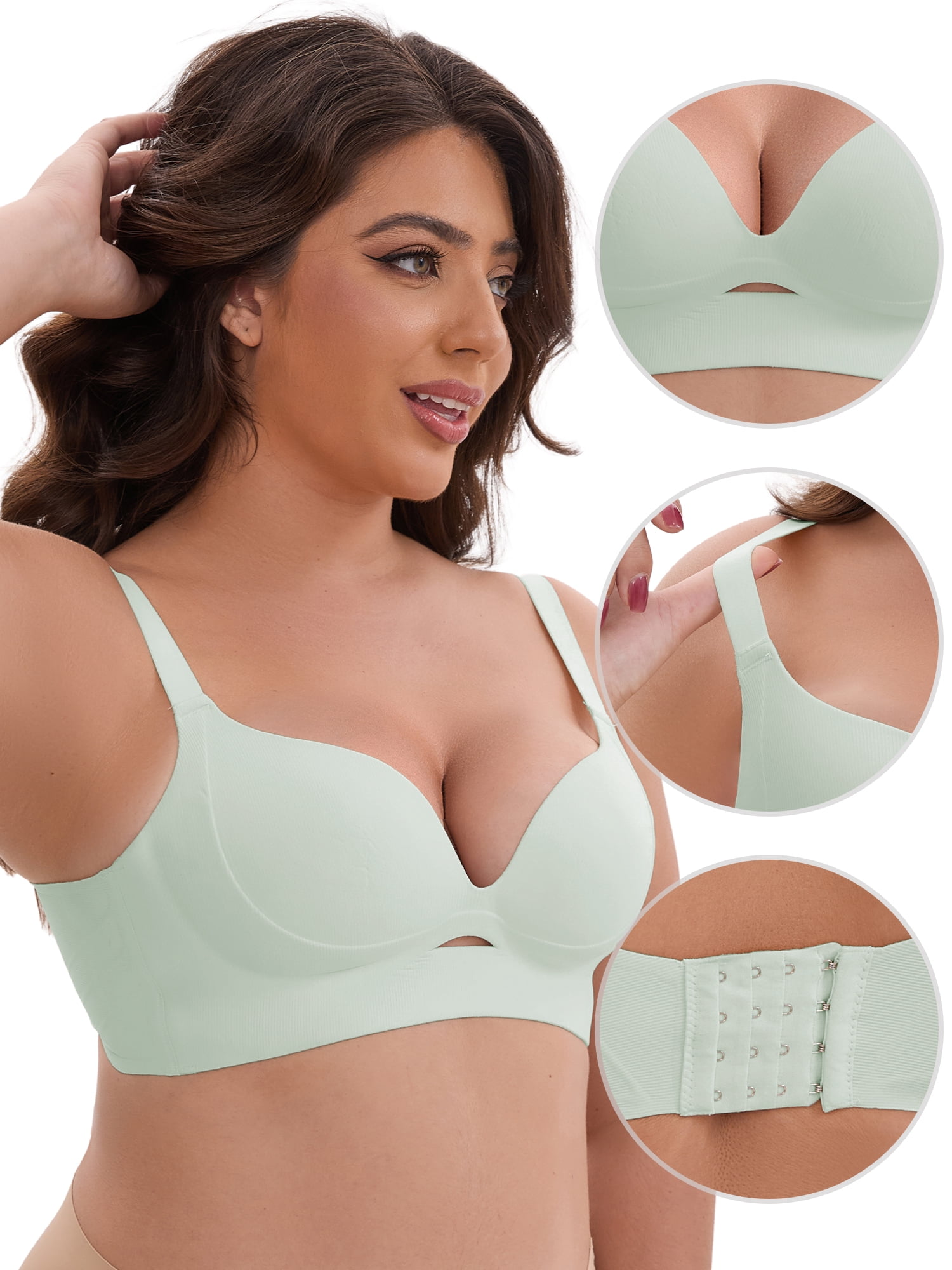 DARING DIVA Wireless Push Ups Adjustable Spaghetti Straps 36B Green