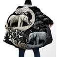 thumbnail image 2 of Capa gruesa y cálida con capucha para hombre, abrigo con estampado 3D de tatuaje de elefante, Yin y Yang, a prueba de viento, bata de lana, manta con capucha-1, 2 of 4