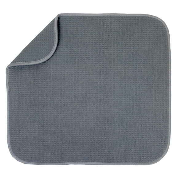 S&T INC. Absorbent, Reversible Microfiber Dish Drying Mat for Kitchen, 16 Inch x 18 Inch - 16"x18" - Charcoal