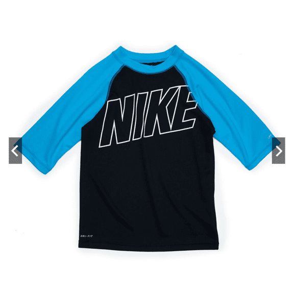 Nike Swim Boys' Heather Half Sleeve Hydroguard, Black/Blue, M