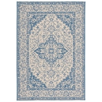 SAFAVIEH Beach House Stanice Medallion Indoor/Outdoor Area Rug, Cream/Blue, 2'2" x 4'