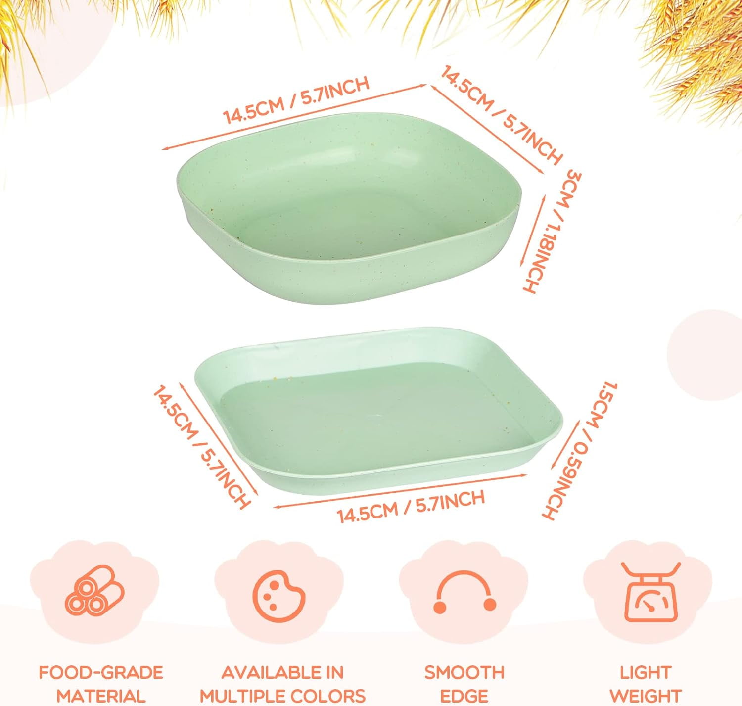 8-Piece Cat Food Bowl Set, 6-Inch Wide Shallow Cat Dish for Whisker Relief, Small Flat Pet Feeding Dish or Plate