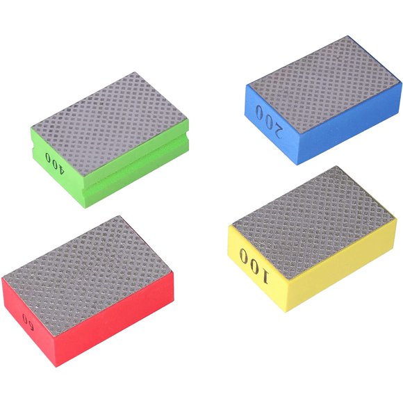 Set of 4 Diamond Polishing Pads, Diamond Polishing Pads Hand Sanding Wedge, for Stone Glass Tile Concrete Granite Marble, Grit 60 100 200 400