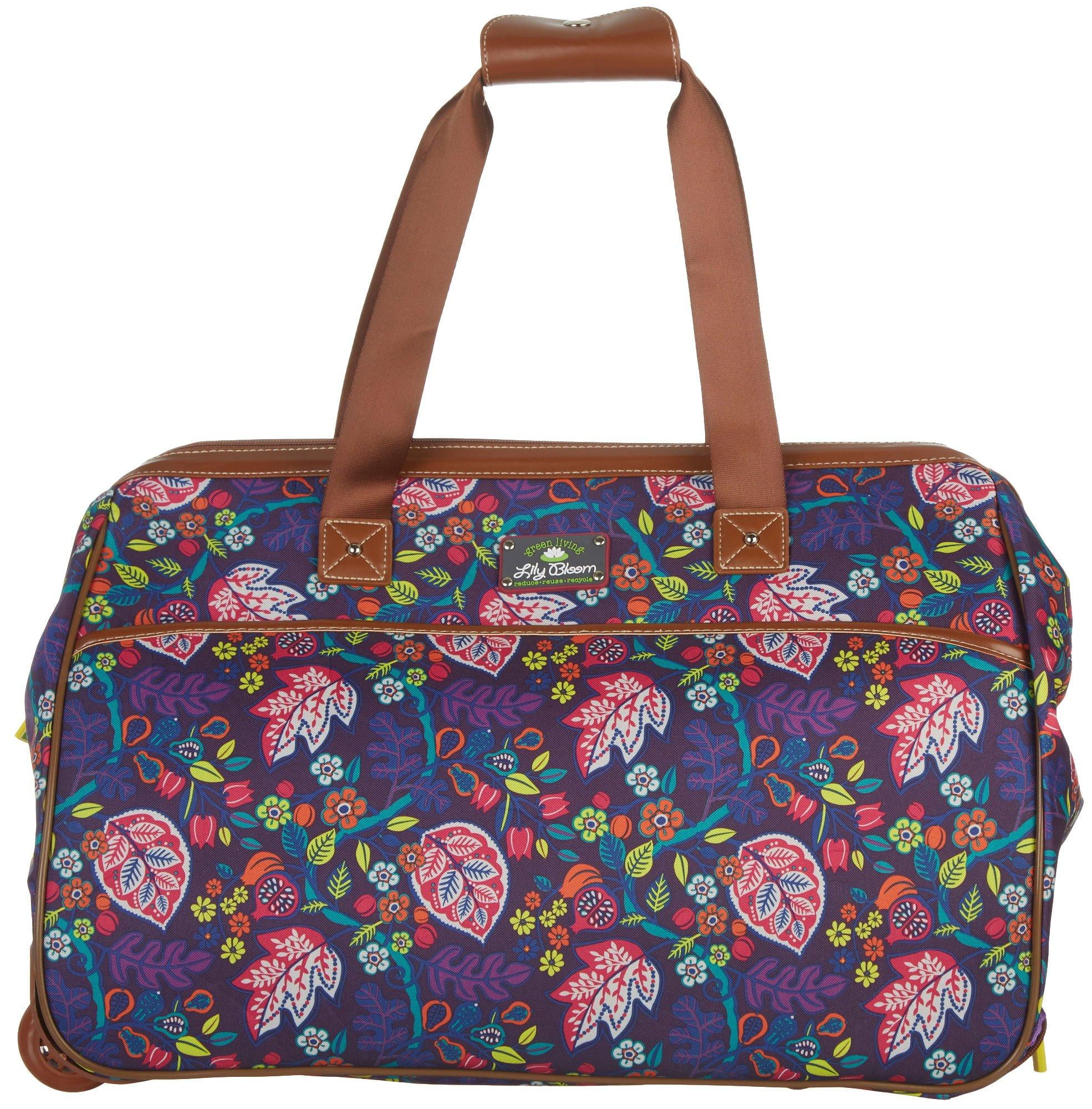 Lily Bloom Luggage Designer Pattern Suitcase Wheeled Duffel Carry On Bag 22in, Raking It In 