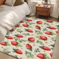 thumbnail image 4 of Area Rug for Living Room, Red Strawberry Non-Slip Indoor Large Carpet for Bedroom/Dining Room, Summer Fruits Farmhouse Leaves Floral Retro Washable Low-Profile Floor Mat Runner Rugs - 2.7 x 5 Ft, 4 of 8