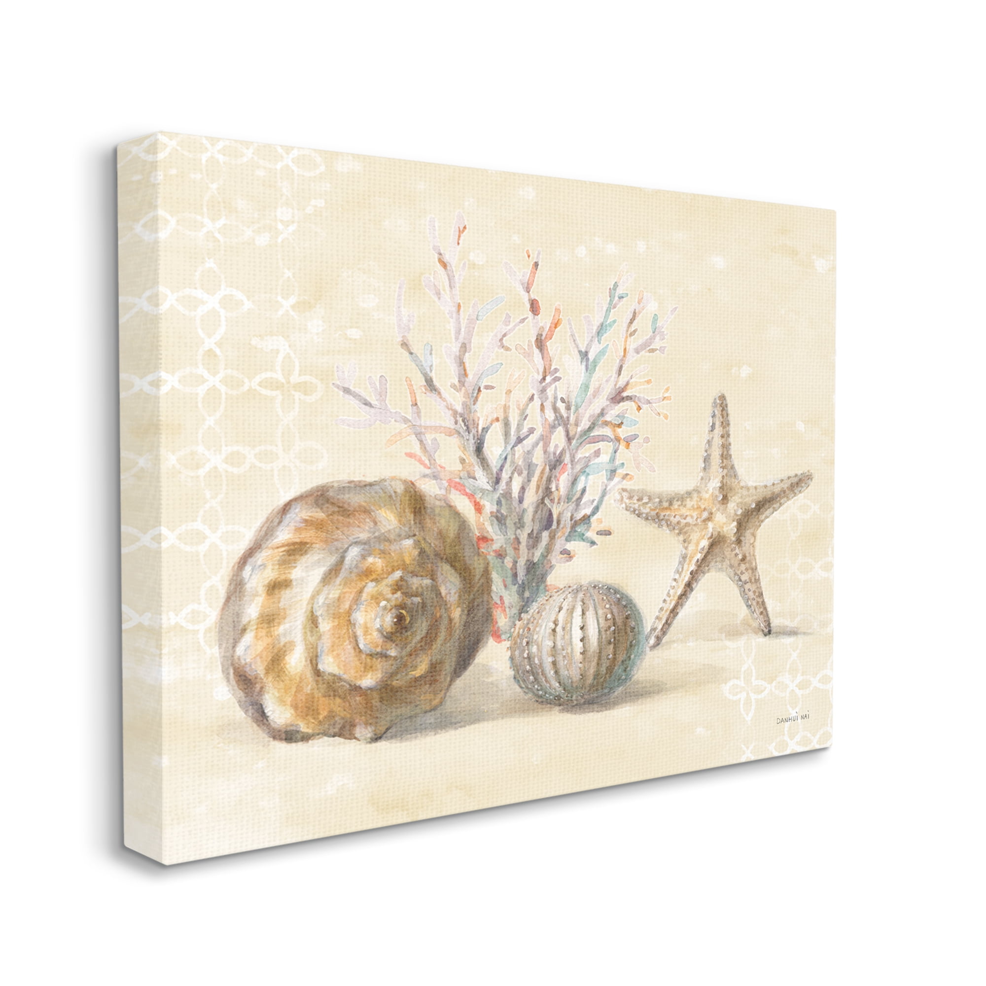 Stupell Industries Sunrise Beach Seashells Animals & Insects Painting Gallery Wrapped Canvas Print Wall Art, 40 x 30