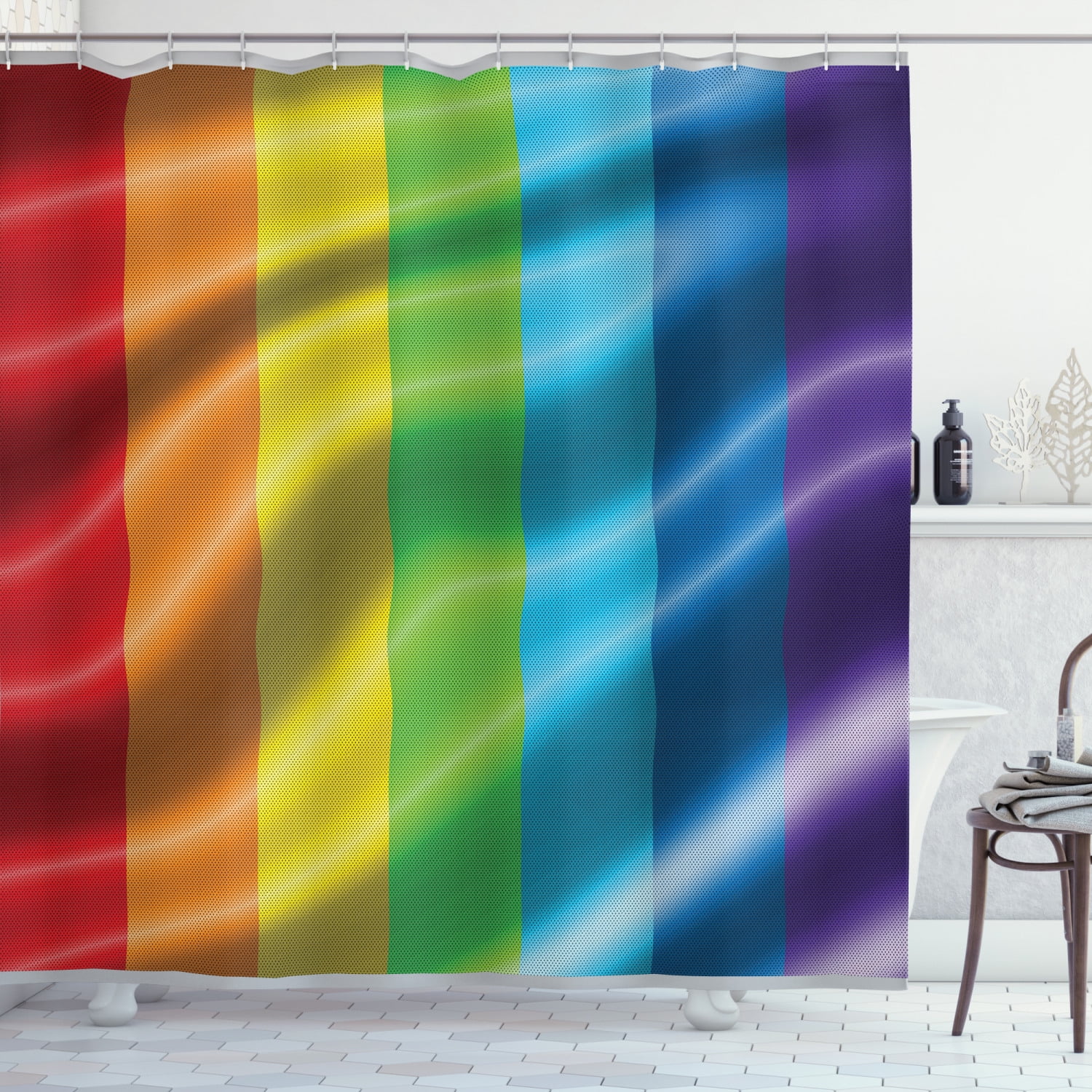 GAY Mermaid Love Bathroom Decor Shower Curtain Liner Waterproof Fabric & 12 Hook 