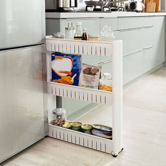 Safe Storage in Small Corners, Easy Assembly for Tight Spaces Portable Design ABS & PP Material Slide Out Shelf High Capacity for Kitchen Bathroom Living Room Dining Room or Storage Room (3 Tier)