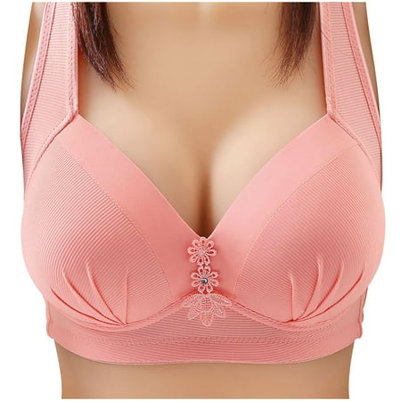 

Womens Bras Clearance Plus Size Bra Soild Wire Free Underwear One-Piece Bra Everyday Back Buckle Underwear