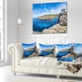thumbnail image 2 of Designart Cove of Cala Pi Mallorca Panorama - Seascape Throw Pillow - 16x16, 2 of 4