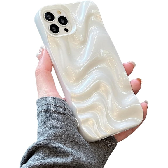 Compatible with iPhone 13 Pro Wave Phone Case, Cute and Luxurious Water Ripple Pattern, Soft TPU Shockproof Phone Case for Women and Girls (Silver)