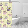 thumbnail image 2 of Shower Curtain, Cute Cartoon Owls Waterproof Fabric Plastic Shower Curtain, Drying Fast Bathroom Curtain with 9 Buttonholes, Ruffle Shower Curtain 60x72in, 2 of 8