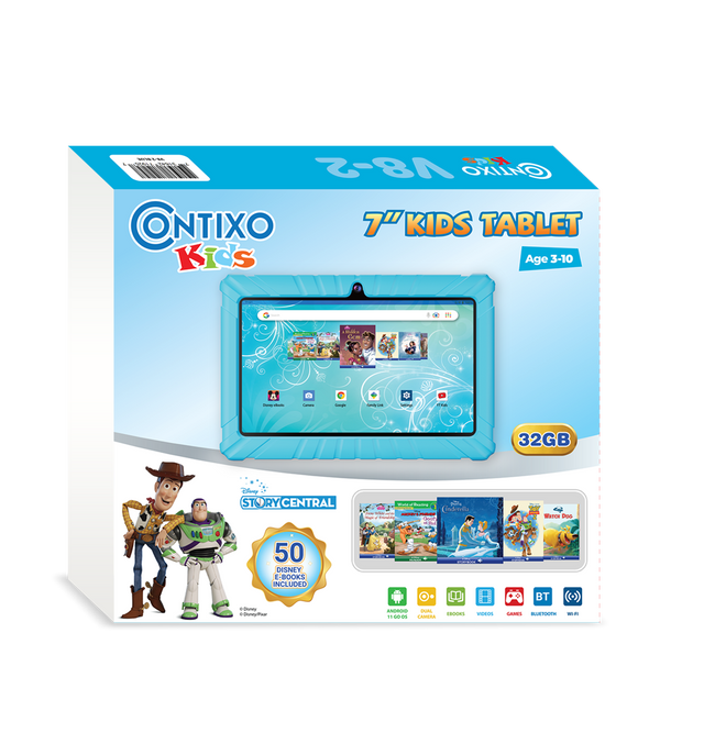 Contixo 7" Kids Tablet 32GB, 50+ Disney Storybooks, Kid-Proof Case (2023 Model) - Blue - image 9 of 13