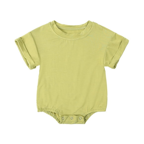 LWFFDAW Unisex Baby Boy Girl Clothes Infant Summer Bubble Rompers Toddler Plain Short Sleeve Crew Neck Jumpsuits Comfy One Piece Jumpsuits