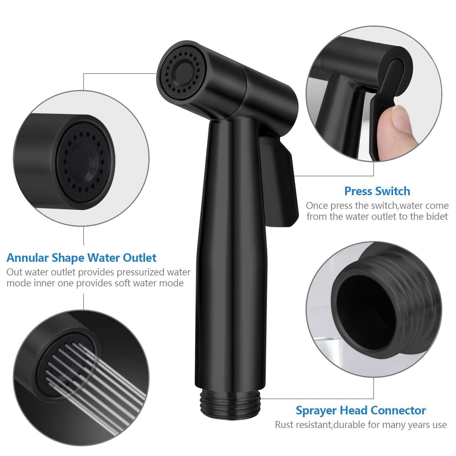 Single-Handle Bidet Faucet with Bidet Sprayer Easy-to-Install Bidet Attachment for Toilet in Black