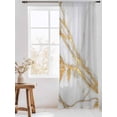 thumbnail image 3 of Sheer Curtains 108 Inches Long, White Yellow Marble Semi Sheer Curtains Light Filtering Window Treatment, Ink Painting Modern Art Privacy Voile Drapes for Living Room Bedroom 52x108 Inch, 3 of 7