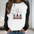 thumbnail image 2 of RKSTN Chandail pour Femmes de Noël à Col Rond, Chandail Imprimé du Père Noël, Manches Longues, Blouse Régulière à Empiècements, 2 of 5