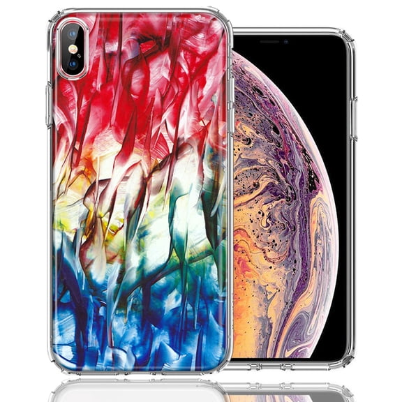 MUNDAZE For Apple iPhone XS Max Land Sea Abstract Design Double Layer Phone Case Cover