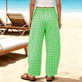 thumbnail image 7 of hoksml Women's Gingham Wide Leg Pants Drawstring Elastic Waist Plaid Lounge Trousers with Pockets for Lounge Daily Casual Wear, 7 of 7