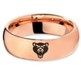 thumbnail image 2 of Tungsten Growling Grizzly Black Bear Band Ring 7mm Men Women Comfort Fit 18k Rose Gold Dome Polished, 2 of 4