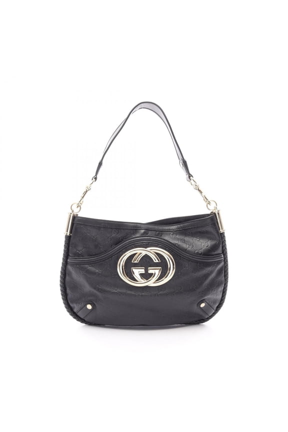 Pre-Owned Gucci Interlocking G Guccissima Shoulder Bag Handbag Leather Women's Black 167714