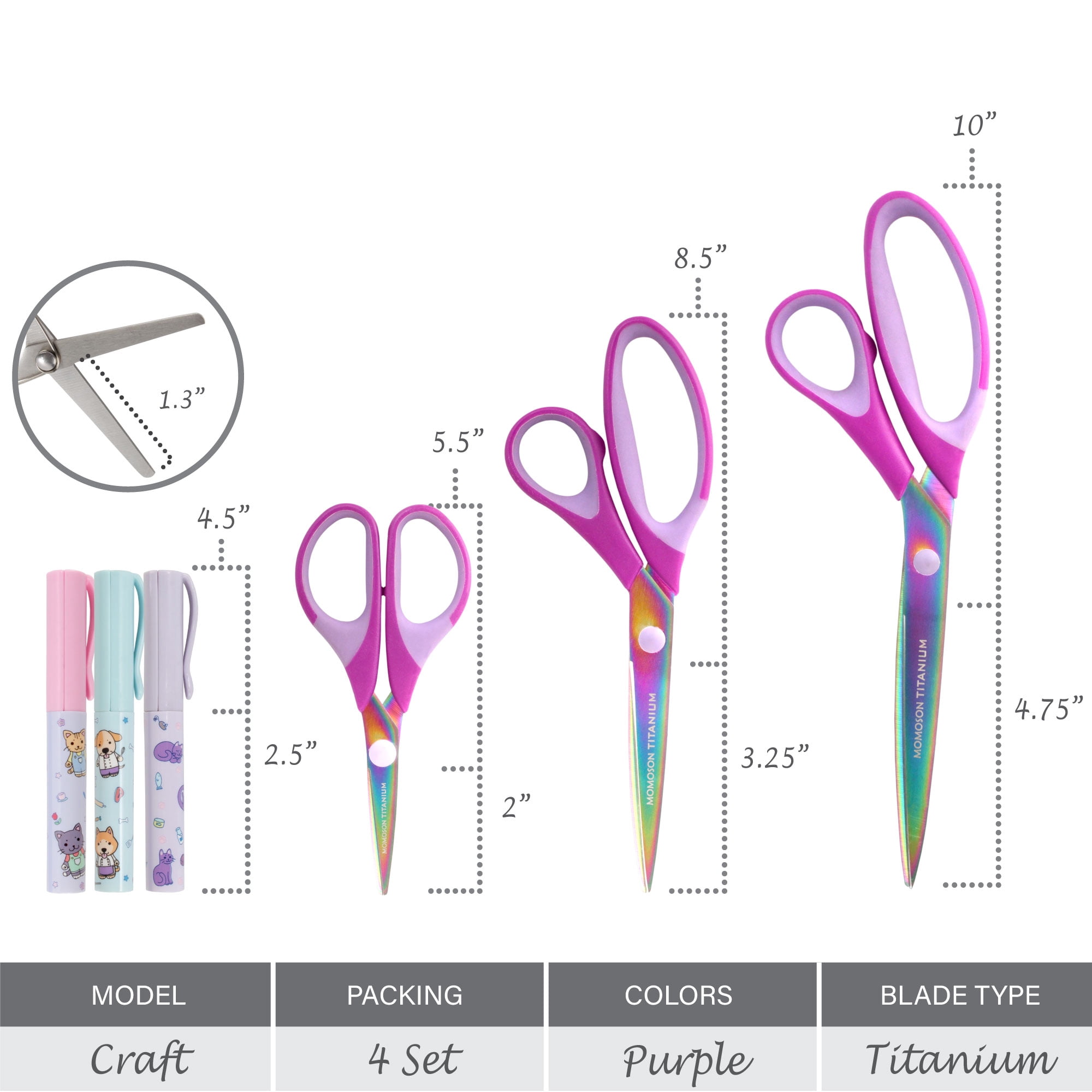 BambooMN Titanium Set & Mini Pen Scissors - Purple - 1 Set