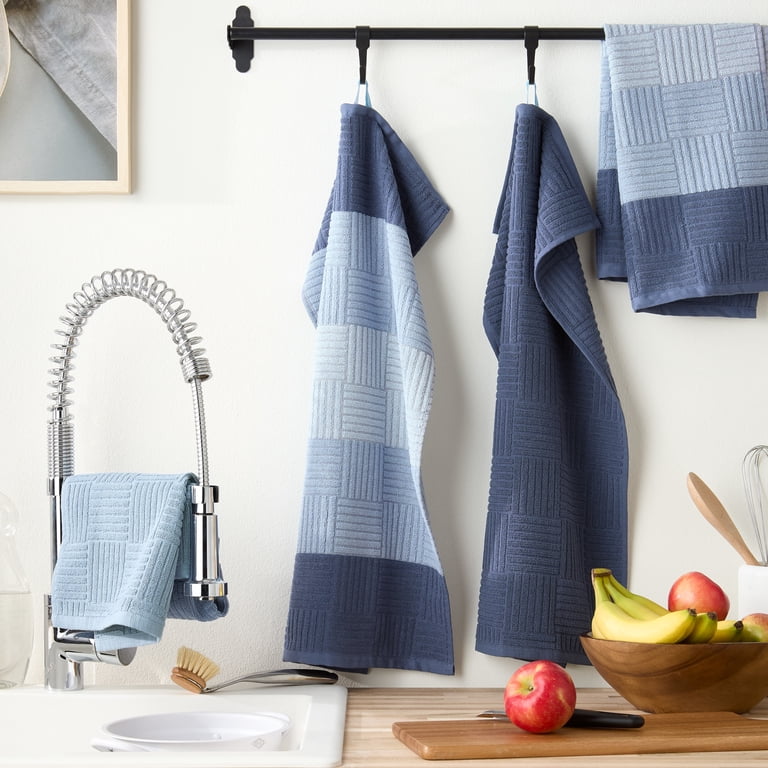 Town & Country Antimicrobial Cotton Kitchen Towels, 4-Pack Blue photo 6