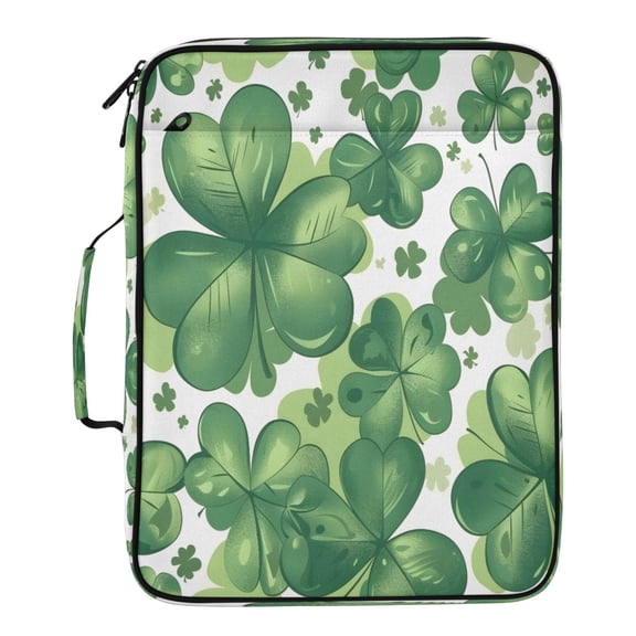 BZSMCE Four-leaf Clover White Background Pattern Pattern Water-Resistant Filing Folder Binder Organizer Keeper 1.2 Inch 3-Ring 7-Pocket Expanding File