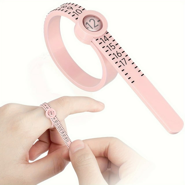 1pc Ring Sizer 1-17 USA Measuring Tool Reusable Finger Size Gauge Jewelry Sizing Tool Rings Size Measuring Tool (Pink)