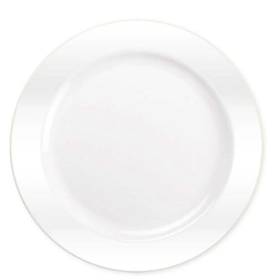 10.25" Pearl White Magnificence Heavy weight Plastic Dinner Plate: 1CT