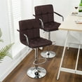 thumbnail image 2 of Alden Design Height Adjustable Modern Faux Leather Bar Stools Swivel Chairs, Set of 2, Brown, 2 of 10