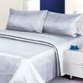 thumbnail image 3 of CrystalTowels Microfiber Bed Sheets Set - 4-Piece Soft Sheet Set, Stripe Pattern w/Sateen Finish, Queen Size Sheets Deep Pocket Set - Silver, 3 of 4