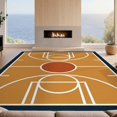 thumbnail image 2 of Design&I 8'x10' Washable Area Rug Orange Amber Court Design with Dark Border Interlocking Lines on Sport Layout for King Size Bedroom, Under Bed, Sleek Flatweave Pet Friendly, 2 of 7