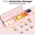 thumbnail image 2 of Smart Pill Organizer with Alarm, Bluetooth Daily Once a Day Pill Box 7 Day with APP, Weekly Travel Pill Case, Portable Pill Reminder for Medicines, Supplements and Vitamins(Pink), 2 of 7