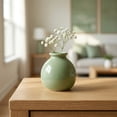 thumbnail image 3 of REGALWOVEN Small Ceramic Square Bud Vase, Mini Cube Flower Vase with Wide Mouth, Matte Geometric Decorative Vase for Desk Green 2.8"L x 2.8"W x 2.8"H, 3 of 6