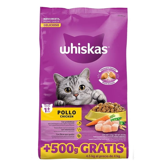 Croquetas para Gatos Whiskas Adultos Pollo 4.5Kg