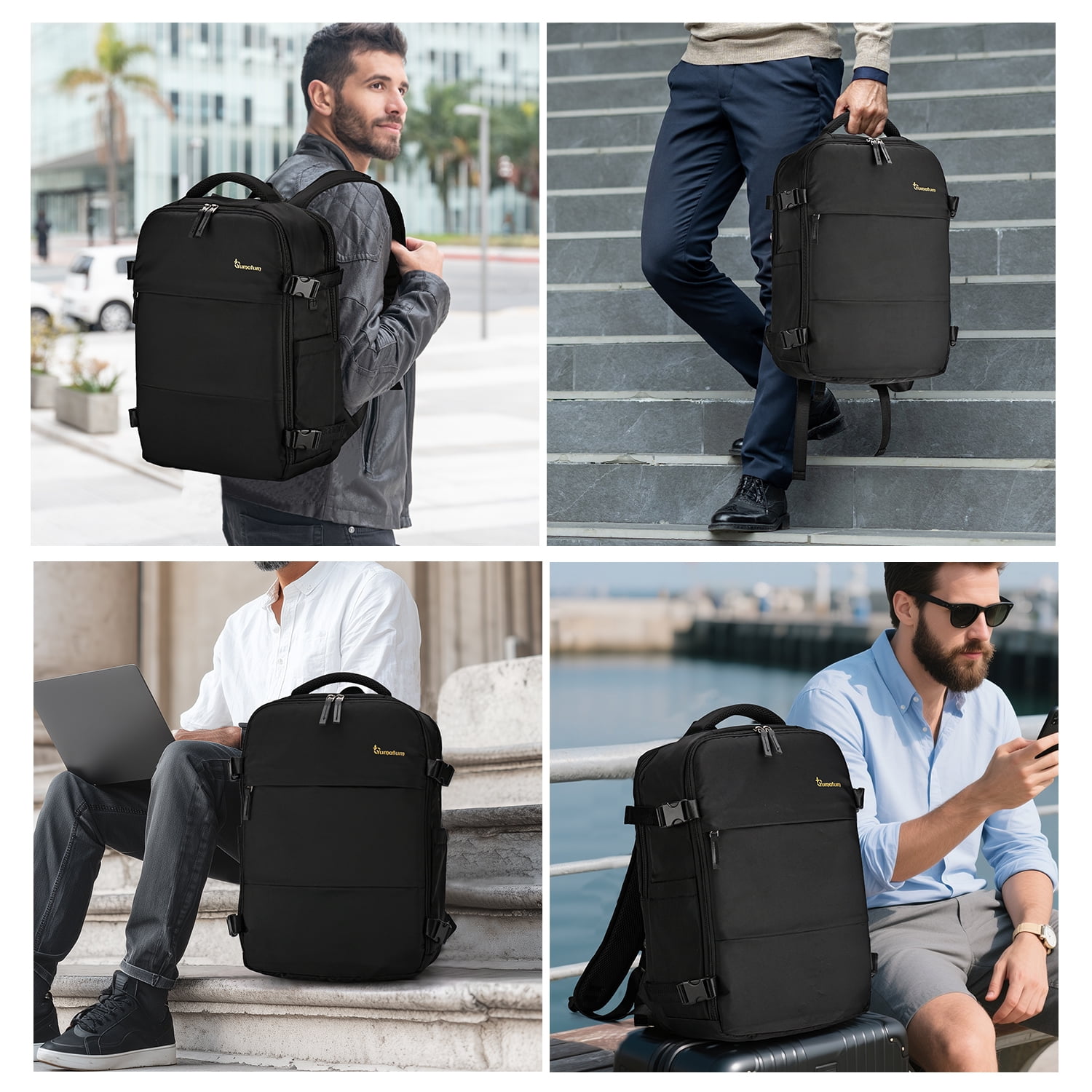 Travel Backpack for Men & Women, Laptop Backpack with USB Port, Flight Approved Carry on Backpack Fits 16" Laptop, Black