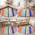 thumbnail image 4 of Round Rugs 6Ft, Colorful Farmhouse Stripes Round Area Rug Washable Indoor Throw Carpet, Modern Abstract Art Striped Soft Non Slip Circle Rug for Office Cabinet Home Decor Aesthetic, 4 of 8